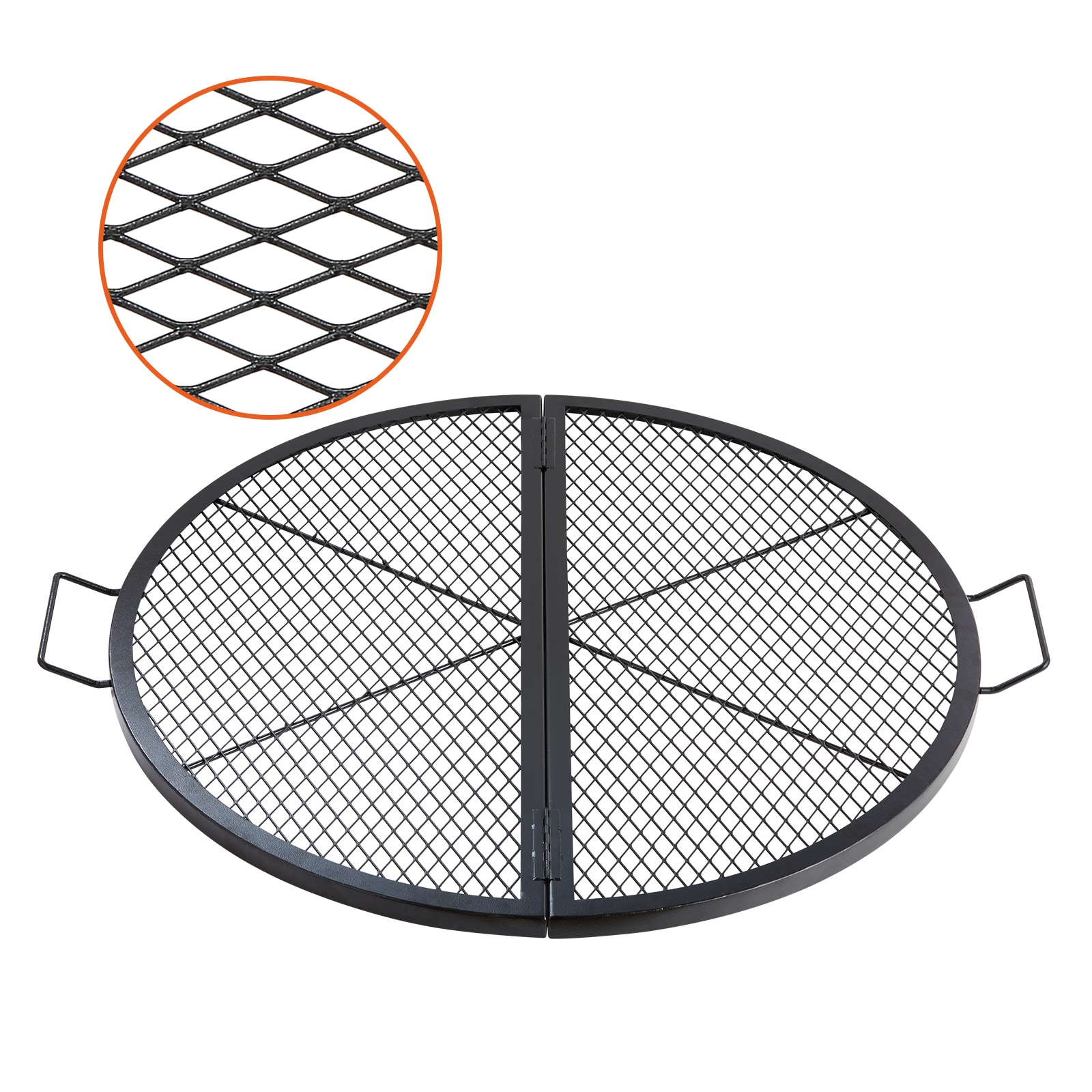 Fire Pit Grill Grate Foldable Round Steel Bbq Grid With Handle_voghion.com